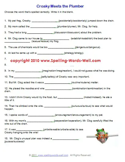 Free Printable Spelling Worksheets