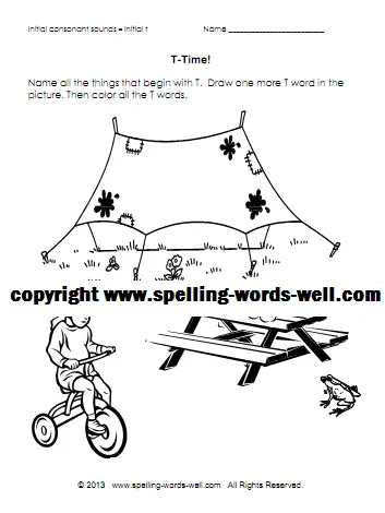 Phonics Coloring Pages - T