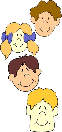happy cartoon faces of boys and girls