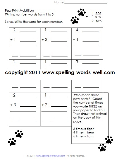 Printable homework pages 1st grade