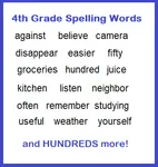 4th Grade Spelling Words Chart