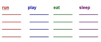 colored word list sample