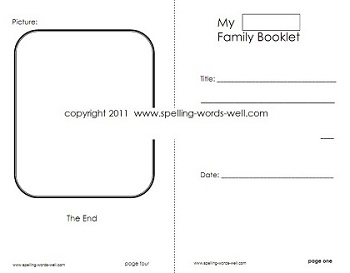 Template for student word family booklet