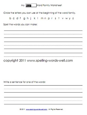 Word Family 1st Grade Worksheet