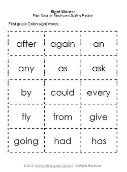 2nd grade sight words flash cards