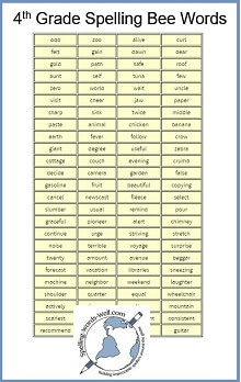 4th grade spelling bee words