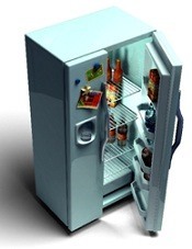 fridge with door open