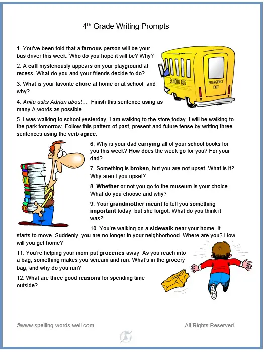 creative writing prompts for 4th grade