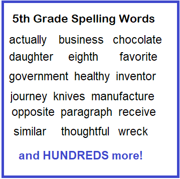 5th grade spelling words