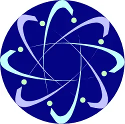 blue "atomic" graphic