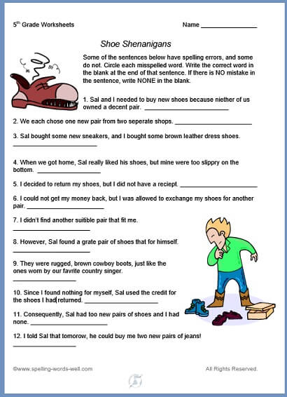 5th Grade Worksheets For Fun Spelling Practice