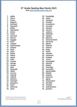 12th Grade Spelling Word List  12th grade spelling words, Grade spelling,  6th grade spelling words