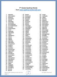 300 7th Grade Spelling Words and Other Resources