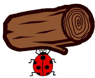 A ladybug lifting a large log, from our fun ABC phonics poem