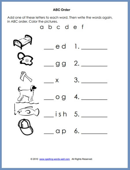 Alphabet Printables, page 2, from www.spelling-words-well.com