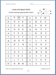 Alphabet worksheets for matching upper and lowercase letters from www.spelling-words-well.com