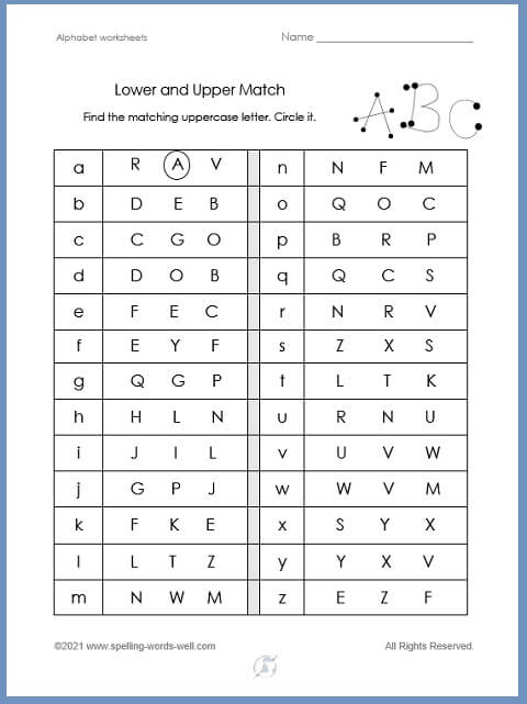 Alphabet Worksheets Reinforce Upper And Lower Case Letters