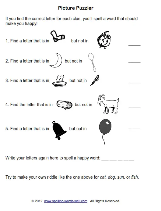 Brain Teaser Worksheets from www.spelling-words-well.com