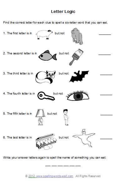 Brain Teaser Worksheets for Spelling Fun