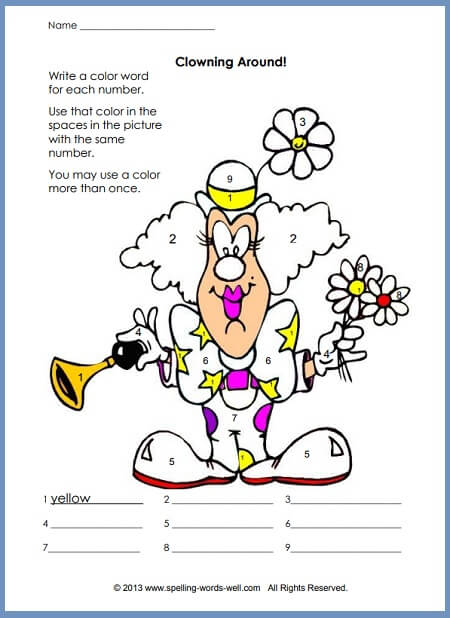 Sight Words Printables - Clown