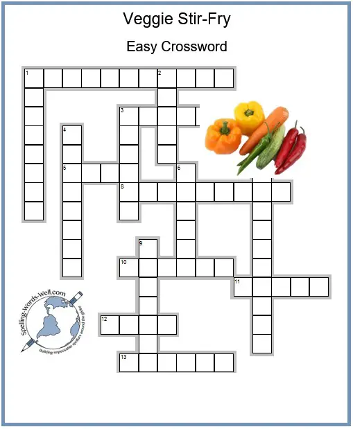 easy crossword - veggie stir-fry