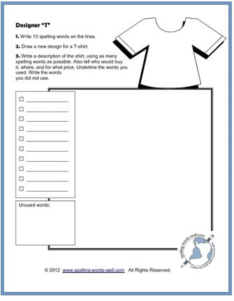 Sample creative writing worksheet