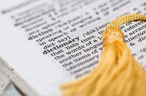 Open dictionary page with tassel