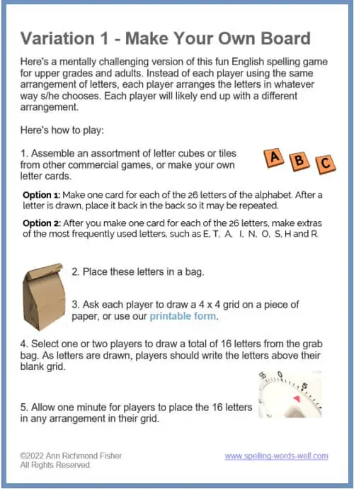 English spelling games pg 1