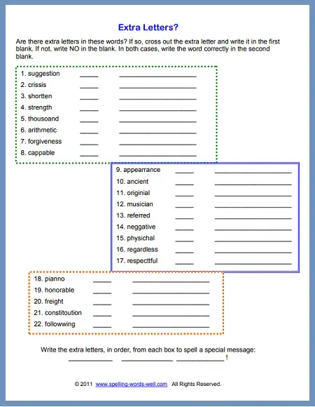 Free Printable Spelling Worksheets For Grade 5