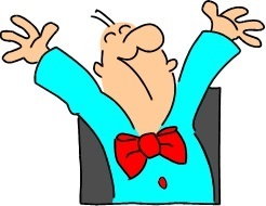 Excited man reaching out the window