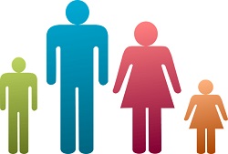 Colorful paper cutout family
