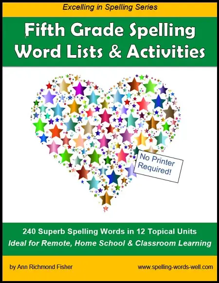 Fifth Grade Spelling Words and Activities  eBook Cover  from www.spelling-words-well.com