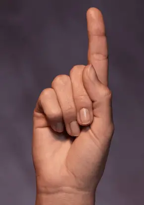Finger pointing up, in preparation for a spelling bee competition. Follow all the helpful advice on this page of #spellingbee practice for maximum success! Courtesy of #spellingwordswell.com
