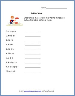 word scramble worksheet for first graders