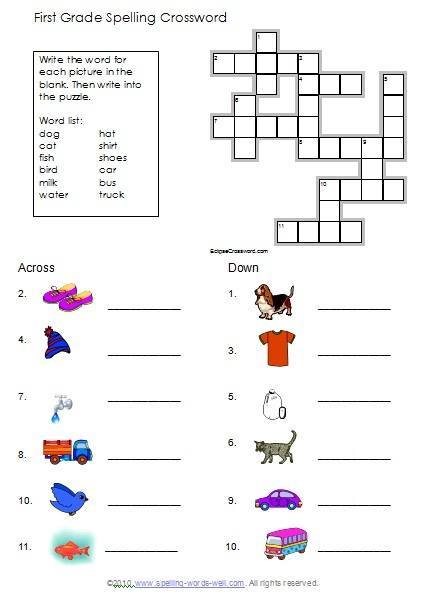 1st grade crossword puzzles online