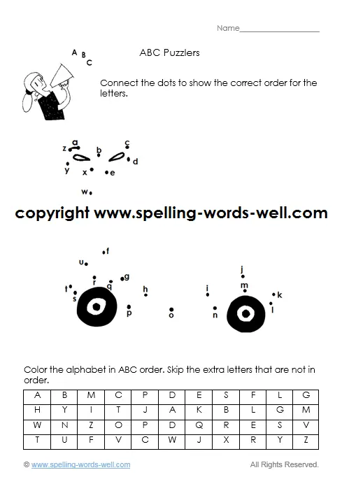 free alphabet worksheet - dot-to-dot