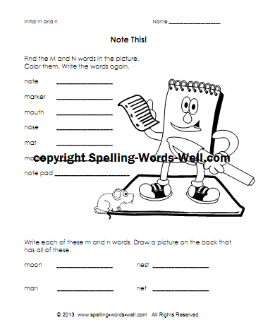 free phonics printable - MN