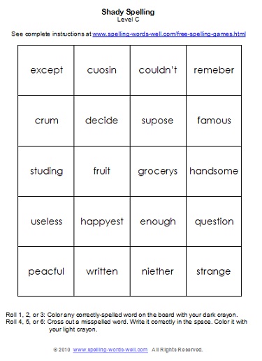 Level 3 – Spelling Rules Game – Spelling Success