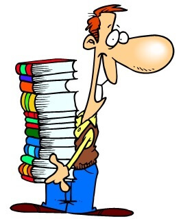 guy carrying big stack of books