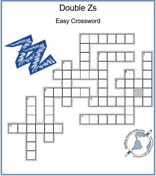 Double Z Easy Kid Crossword from www.spelling-words-well.com