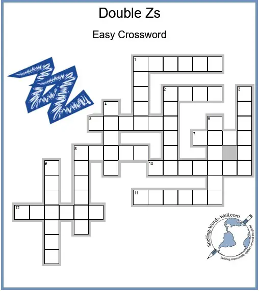 Kid crossword - double Z words