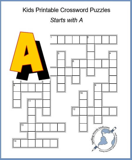 fun kids printable crossword puzzles