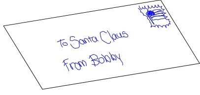 envelope addressed to Santa Claus from Bobby