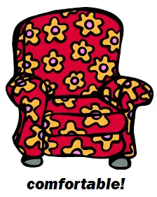 big easy chair labelled "comfortable"