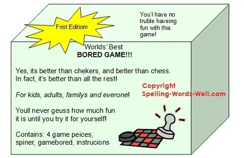 Misspelled bored game 450  no copyright date