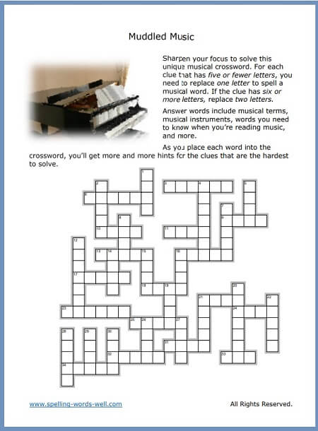 Fun Free Music Crossword Puzzles