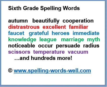 new Sixth Grade Spelling Words pin