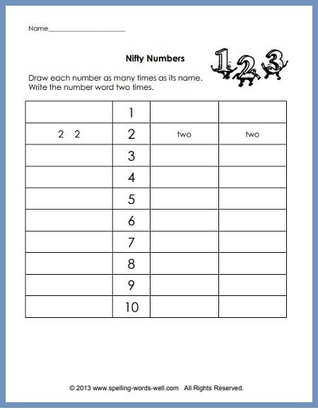 Sight words printables - Number words