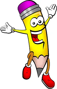 Animated pencil with a smiling face and arms