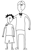Cartoon drawing of two people from my "People Puzzler" worksheet